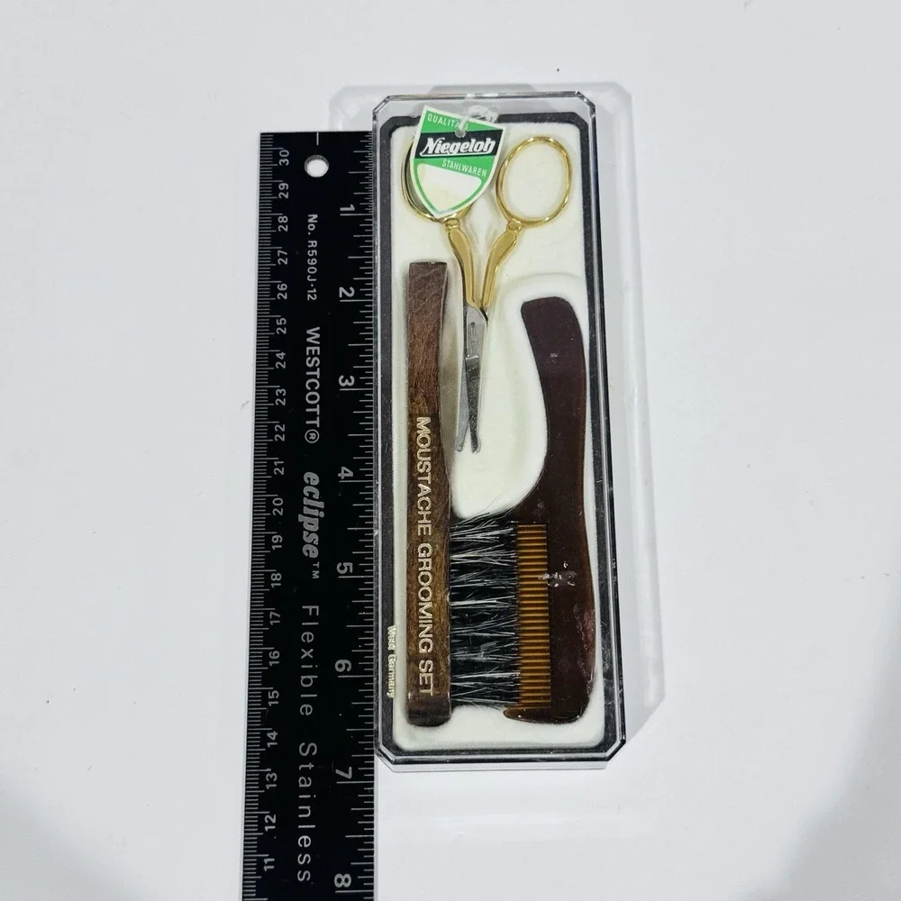 Vintage‎ Niegeloh West Germany Mustache Grooming Set In Original Box - Read